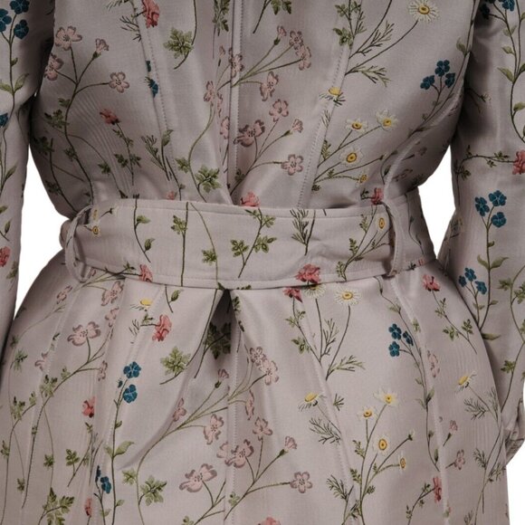 Giuseppe Di Morabito Double Breasted Floral Trench Coat IT 50 Tan Long Jakcet - Picture 8 of 12